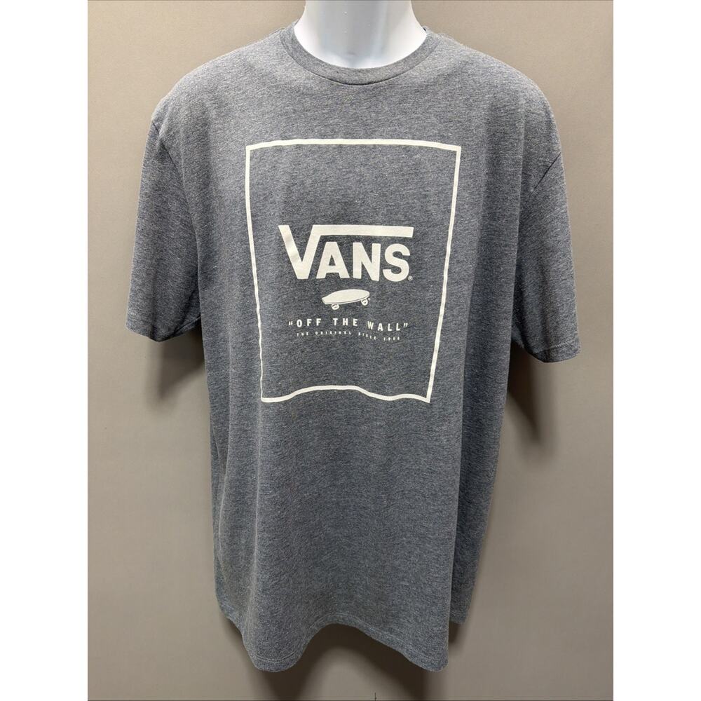 Vans Off The Wall Box Shirt XL Gray Graphic Custom Fit Outdoor Sports Mens